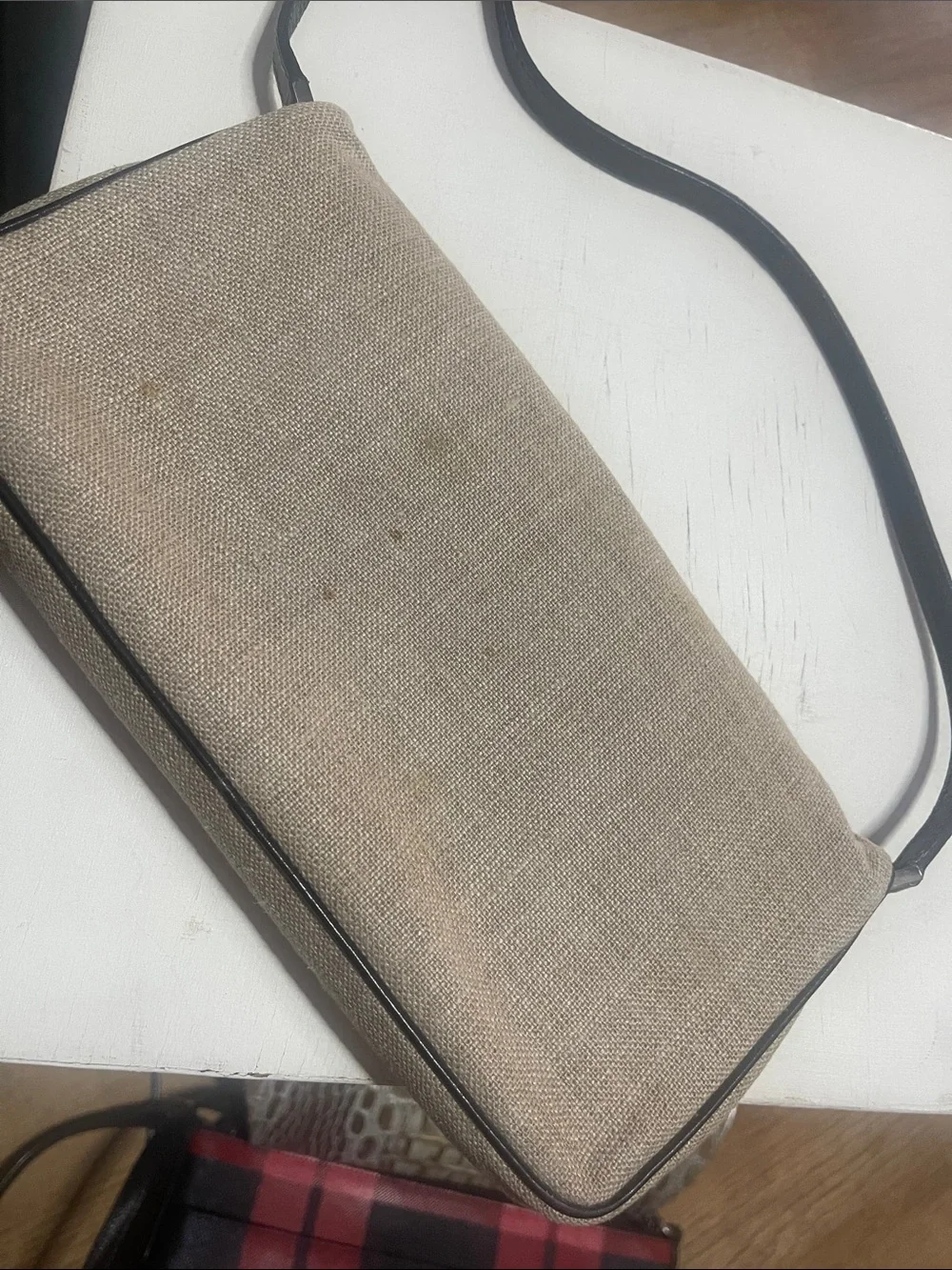 Iconic kate spade made in Italy Beige Canvas Black Trim